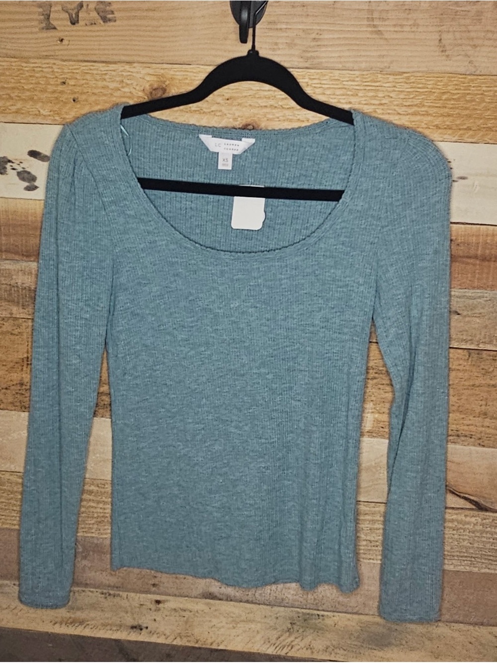 Lauren Conrad Ribbed Scoop Neck Long Sleeve Top - Teal